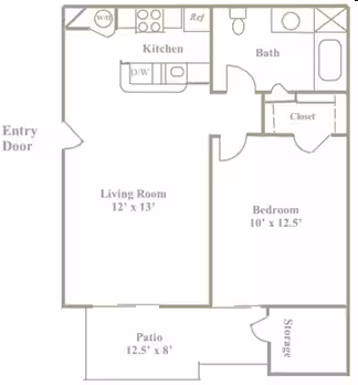 Junior 1 Bedroom 3224 floor plan